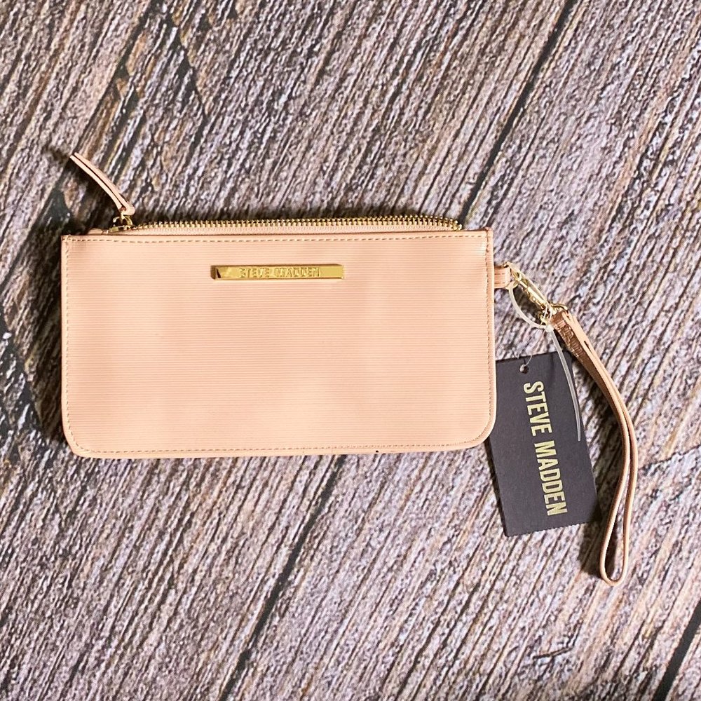 Steve Madden Blush Pink Clutch Wallet with Gold Label - New with Tags